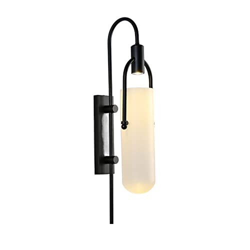 Milk White Glass LED Wall Light, Postmodern Minimalist Creative Wall Lamp, Retro Industrial Decorating Designer Living Room Aisle Nordic Lighting, Vintage Bedside Lamp Luxury (Color : Warm lig (Warm