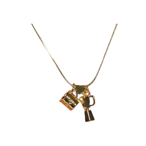 Generic Coffee Pot Pendant Charms Coffee Lover's Necklace and Pendant coffee pot A Caffeine-inspired Delight! (Gold)