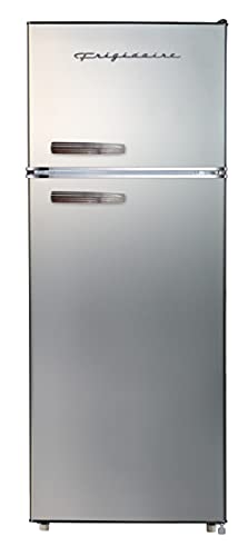 Frigidaire EFR753, 2 Door Apartment Size Refrigerator with Freezer, Retro Chrome Handle, 7.5 cu ft, Platinum Series, Stainless steel, 7.5