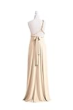 72styles Bridesmaid Dresses for Women, Elastic Pleated High-Waisted Empire Bridesmaid Dress Long Evening Prom Gown for Women Champagne