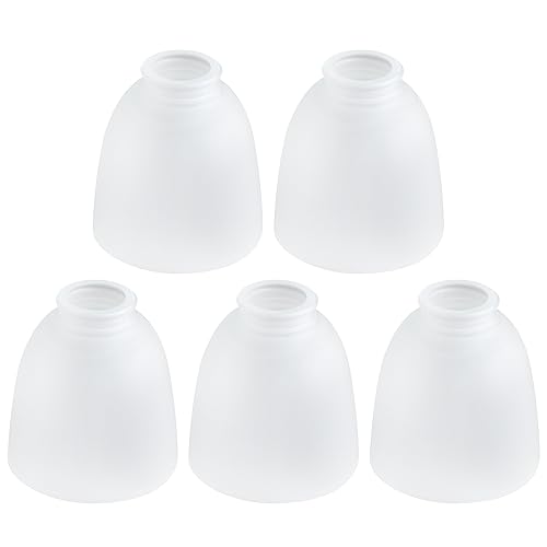 Eietonte 5 Pack White Frosted Glass Shade Replacements, Ceiling Fan Light Covers Glass Globes Lampshades for Chandelier, 4.92"High, 4.72"Diameter, 1.65 "Fitter, Bell Shaped Glass Shades for Vanity