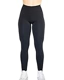 AUROLA Workout Leggings for Women Seamless Scrunch Tights Tummy Control Gym Fitness Girl Sport Active Yoga Pants (L, Black)