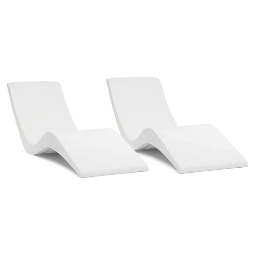 Classic White - in-Pool Chaise Lounger – Designed for Water Depths Up to 9” – Aqua Outdoors – Set of 2 – Compatible with All Pool Types - Poolside & Sun Deck Tanning