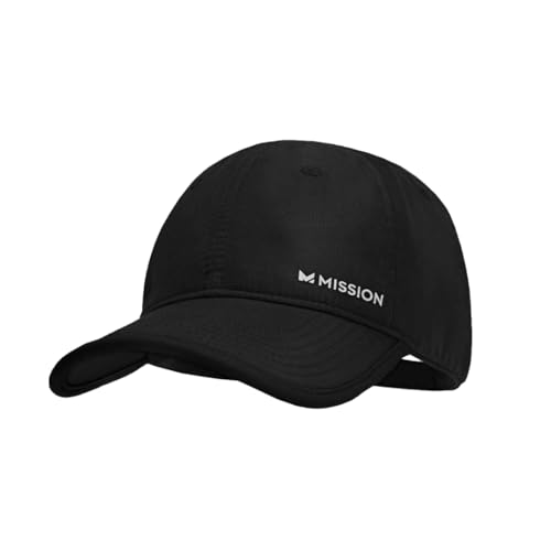 MISSION Cooling UPF Performance Hat - Unisex One Size Cap for Workouts, Golf & Running - Sweat & Water Activated Technology Black