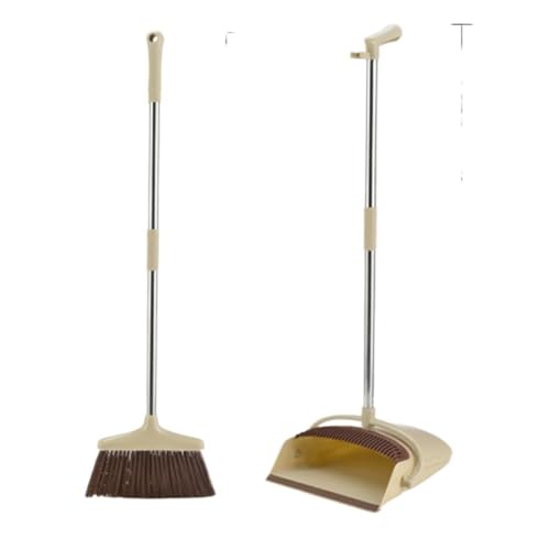 Broom Dustpan Juego De Recogedor De Escoba para El Hogar, Cepillo Mágico Plegable, Peine Antiadherente, Herramienta De Barrido, USO De Limpieza Dustpan Set (Color : Khaki A, Size : República Checa)