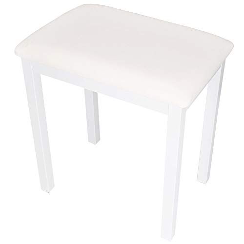 DRSM Soft Piano Stool Piano Chair Piano Keyboard Stool Soft PU Leather Piano Stool 1 Person Need Assemble Steel Frame Padded Seat (White 40x30x48cm)