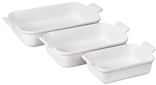 Le Creuset Stoneware Heritage Set 3 Rectangular Dishes, White