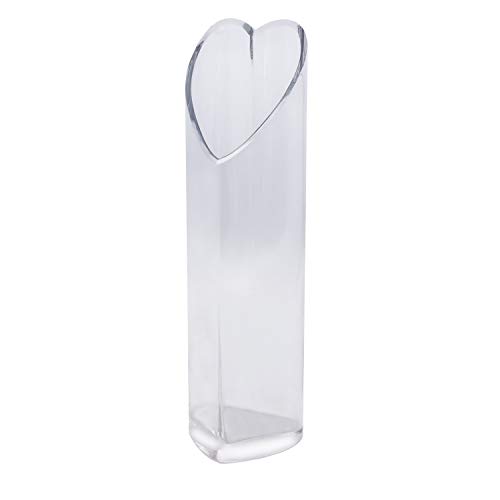 Royal Imports Flower Glass Vase Decorative Centerpiece, Home or Wedding - Clear Heart-Shaped, 12" Tall, 3"x4" Opening