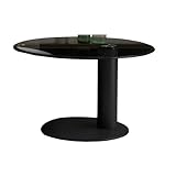 Round Stone Top Coffee Table Mid-Century Modern Cocktail Table Slate Round Coffee Table Small Apartment Living Room Glass Side Table Simple Home Coffee Table Black 22" L x 22" W x 16" H