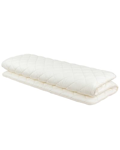 FULI Japanese Futon, Japanese Floor Bed, Tatami Foldable Bed, Roll Up Sleeping Pad, Shikibuton, Made in Japan (White, Queen)