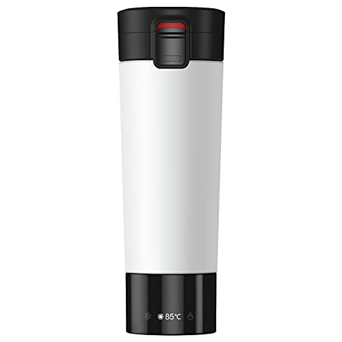 FUTURELAB Temperature Control Coffee Mug, Multi-Functional Travel Mug with 14400mah Power Bank, Vacuum Insulated Hot Beverage Warmer, 10OZ (White)