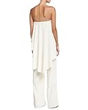 newbagggyy Women's Slim High Waist Wide Jumpsuit With Ruffle Trim Long Belt Vacation Beach One Piece Pants (White, S), Small