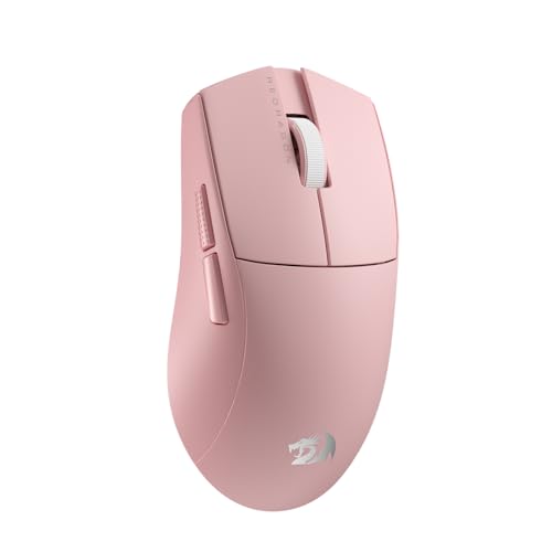 Redragon M916 PRO 3-Mode Wireless Gaming Mouse, 49G Ultra-Light 26K DPI Mouse w/Ergonomic Natural Grip Build, Full Programmable Buttons, Software Supports DIY Keybinds & DPI (1K Hz, Pink)