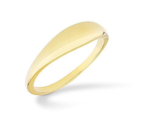 Miabella 925 Sterling Silver or 18K Gold Plated Signet Ring for Women/Made in Italy (yellow-gold-plated-silver, 8)