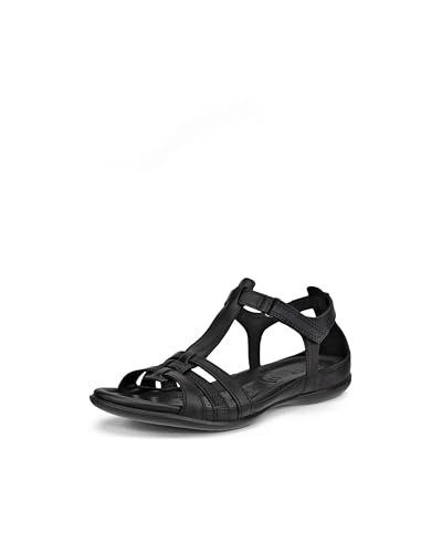 Ecco Womens Flash T-Strap Gladiator Sandal, Black, 37 EU/6-6.6 M US
