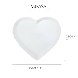 Mikasa Chalk Porcelain Heart-Shaped Serving Platter, Large Heart Platter for Canapes and Starters, 30cm | White Serving Plate for Parties | Dishwasher Safe