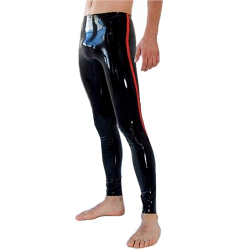 Latex Leggings for Men,Natural Rubber Pants,Cosplay Novelty Latex Club Costumes Black