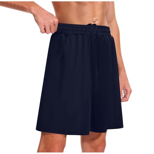 Men's Athletic Gym Shorts Comfy Runing Shorts Loose Elastic Waist Shorts Casual Breathable Shorts Workout Activewear Ropa De Tenis para Hombre Navy Small