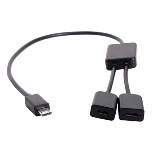JSER Micro USB 2.0 OTG to Dual Ports Micro USB 2.0 5Pin Female Hub Cable Compatible for Laptop PC & Mouse & Flash Disk