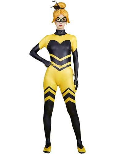 Micotaku Miraculous Officially Licensed Cosplay Costume Queen Bee Superhero Bodysuit Yellow And Black