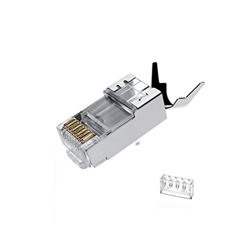 VIVOCH 50 Pcs Cat7 RJ45 Connectors, Cat7 RJ45 Plugs, C7 2-Piece Metal Shielded RJ45 Ends FTP 8P8C Modular Network Plug Connector
