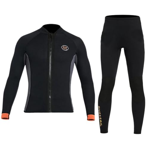 WYYHAA 3MM Neoprene Two Piece Wetsuit, Diving Suit Top and Bottom for Men Women Snorkeling Scuba Diving, Keep Warm, UV Protection,Men,L