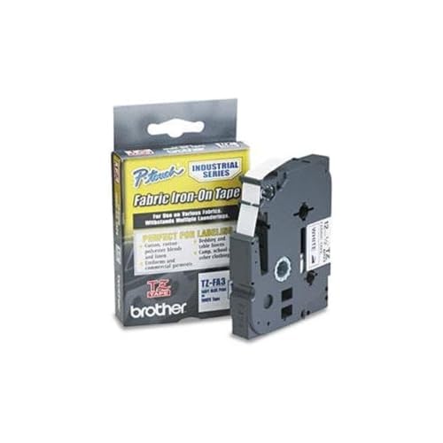 Brother Genuine P-touch TZE-FA3 Tape, 1/2" (0.47") Wide Fabric Iron-On Tape, Navy Blue on White, Can be Ironed onto Virtually Any Cotton Item, 0.47" x 9.8' (12mm x 3M), Single-Pack, TZEFA3
