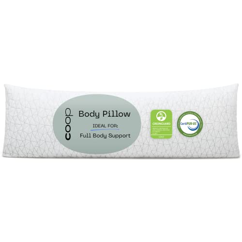 Coop Home Goods Original Adjustable Body Pillow, 20x54 Long Pillow for Back, Shoulder, Hip and Knee Support, Side Sleeper Body Pillows for Adults with Memory Foam & Washable Cover