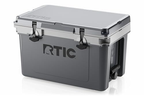 RTIC Ultra-Light 32 Quart Hard Cooler Insulated Portable Ice Chest Box for Drink, Beverage, Beach, Camping, Picnic, Fishing, Boat, Barbecue, 30% Lighter Than Rotomolded Coolers, Dark Grey/Cool Grey