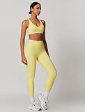 QBGJTD Two Piece Womens Workout Sets for Women U Neck Cross Back Sports Bras Matching Tummy Control High Waist Leggings Set Gym Yoga Jogger Athletic Clothes Pilates 2 Piece Outfits Yellow L