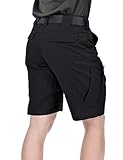 HARD LAND Men's 9.5" Urban Tactical Shorts Waterproof Ripstop Teflon Elastic Waist Cargo Work Shorts Hiking Fishing Charcoal Size 38W