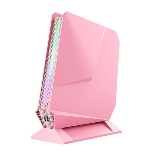 Mini Gaming PC, Intel Core i9-9980HK(8C/16T up to 4.8GHz), NVIDIA GTX 1650 4G Graphics Mini Desktop Computer with RGB Lights, 32GB RAM 1TB NVMe SSD, 2X HDMI + Type-C/WiFi 6E/BT 5.2, Win 11 Pro Pink