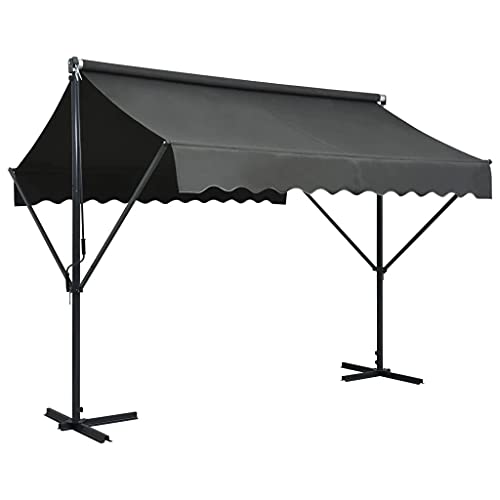Free Standing Retractable Awning 10'x10' Patio Awning Outdoor Sun Shade Shelter for Patio Deck Yard with UV Protection and Easy Crank Opening