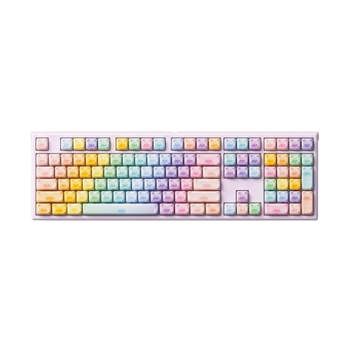 MONSGEEK AKKO MG108B Colorful Cats Mechanical Keyboard Hot-Swappable Multi-Mode Gaming Keyboard with PBT Dye-Sub Mao Profile Keycaps Pre Lubed Piano Switch