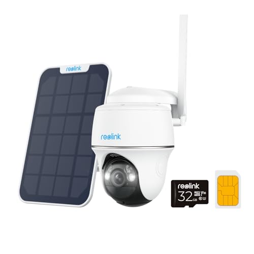 REOLINK 5MP 4G LTE Cellular Security Camera Outdoor, 360° Pan-Tilt, Sim+32GB SD Card Included, Wireless Solar Powered, Color Night Vision, Smart AI Detection, Go PT Plus+Solar Panel, Updated Version