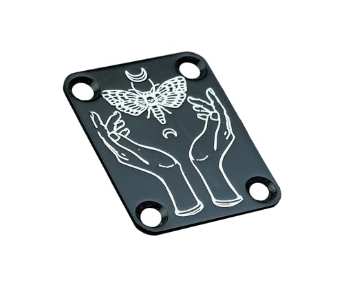 Guyker Guitar Neck Plate, 4-Holes Stainless Steel Electric Guitar Bass Neck Joint Plate NeckPlate Replacement Part (GN004, Black)