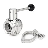 TAISHER 1PCS 304 Stainless Steel 2" Tri Clamp 64MM Ferrule Flange Sanitary Butterfly Valve with 2" Tri Clamp and Silicone Gasket