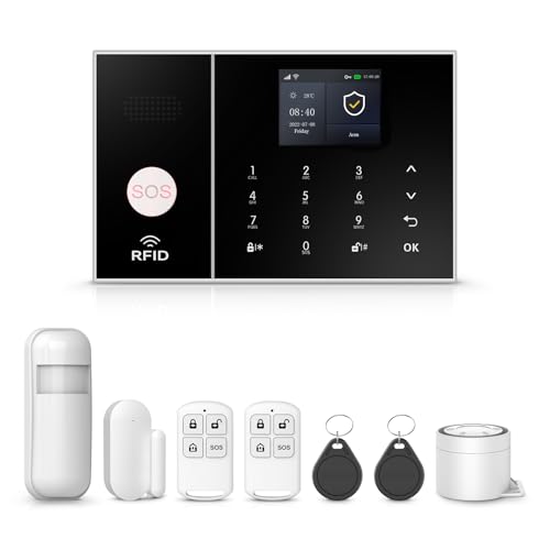 PGST WiFi Alarm Security System for Home Kids Safety,App Alert Push,Wireless DIY Door Window Sensor Systems,PIR Motion Detector,Remote,No Contract for House,Warehouse,Office(8 Piece Kits)
