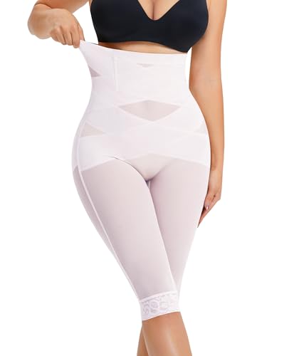 RDSIANE Body Shaper For Women Tummy Control Butt Lifting Shapewear Criss-Cross High Waist Shapewear Pants Thigh Slimmer White