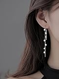 SLUYNZ 925 Sterling Silver Sparkling CZ Droplet Dangle Earrings for Women Teen Girls Elegant Long Dangling Earrings Threader Tassel (A-Silver)