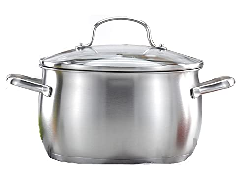 Stainless steel soup pot casserole cooking pot with handle 2.8L/3.8L/5.0L/6.5L clear glass lid easy to clean silver (Size : 2.83L)
