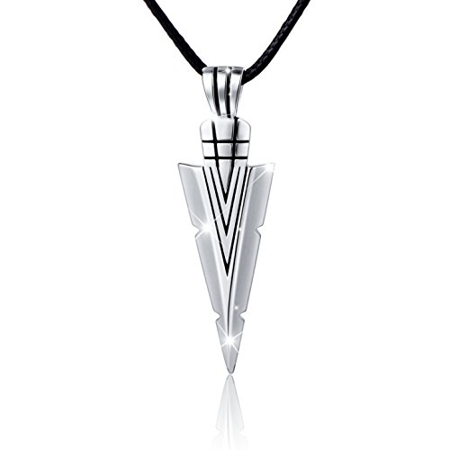 Men's 925 Sterling Silver Steampunk Arrow Arrowhead Cords Hip Hop Pendant Necklace Leather Chain