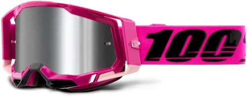 100% Racecraft 2 Mountain Bike & Motocross Goggles - MX and MTB Racing Protective Eyewear (MAHO - Silver Flash Lens)