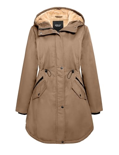 Orolay Women's Thicken Fleece Lined Parka Winter Coat Hooded Jacket with Pockets Kangaroo M