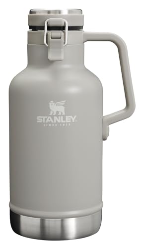 Stanley Classic Easy-Pour Growler 64 oz | Keeps Beer Cold or Coffee Hot | Leakproof Steel Lined Lid and Easy to Carry Handle | Insulated Stainless Steel | BPA-Free | Ash