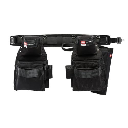 Diamondback Artisan Toolbelt System - Complete with 1 Padded Work Belt, 2 Tool Belt Pouches & 1 Hammer Holster - Versatile Right-Handed Remodeler, Carpenter, Framer, Electrician Tool Belt (Black)
