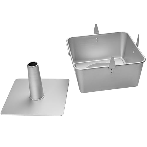 DwEllDAzzlE Square Tube Cake Pan 2-Pcs Set – 10-inch Angel Food Cake Pan with Removable Bottom – Non-Stick Aluminum Pans for Baking Pound, Chiffon Cakes – 18 Cups Angel Mold with Cooling Feet