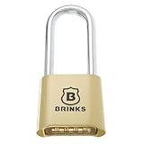 Brinks 671-49002 50mm 4-Dial Resettable Combination Lock with Chrome Plated Boron Steel Shackle and 2 3/8" Shackle Clearance, Brass Plated