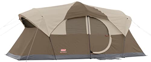 Coleman WeatherMaster 10-Person Weatherproof Camping Tent, Large Family Tent with Room Divider, Included Rainfly and Strong Frame Withstanding Winds up to 35MPH