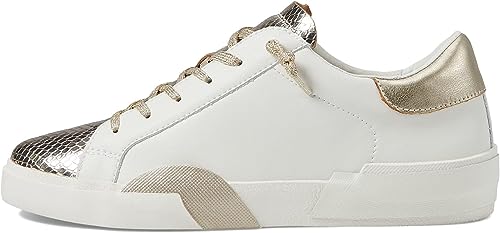 Dolce Vita Women's Zina Sneaker, White/Gold Leather, 8